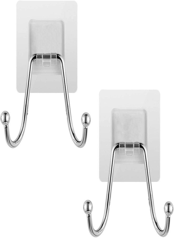 ZURATO Self Adhesive Wall Hooks Waterproof and Rustproof Wall Hooks for Hanging Heavy Duty, Stainless Steel Towel and Coats Hooks to use Inside Kitchen, Bathroom (6, Steel Double Hook) - Image 2